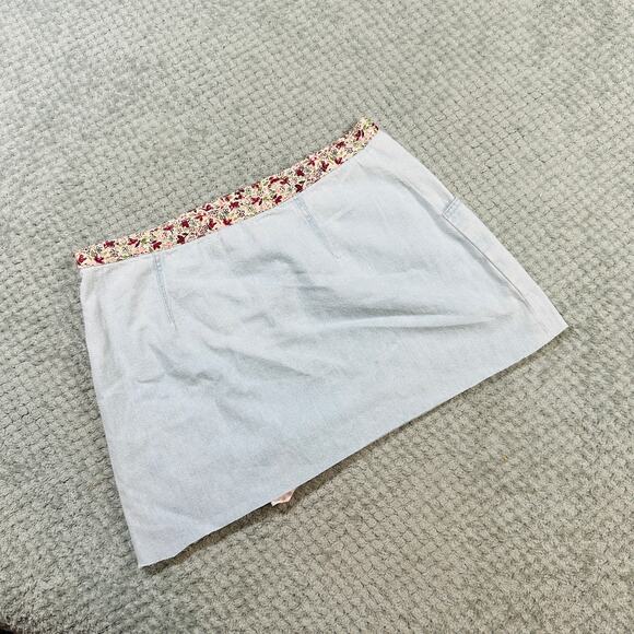vintage y2k floral ultra micro mini low rise jean skirt cutie cottage core 10 - Picture 3 of 6